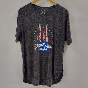 Royce Gray Graphic Short Sleeve Peace & Love Tee Size Large Patriotic